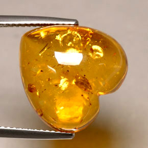 5.82 ct Orange Amber Stone, Natural Amber in Heart Cabochon Shape for Sale