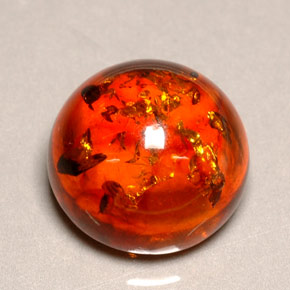 6.16 ct Orange Amber Stone, Natural Amber in Round Cabochon Shape for Sale