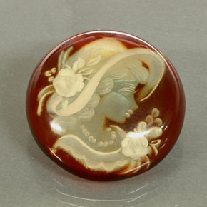 14.67 ct Orange Amber Gemstone, Amber Gem in Carved Cameo Shape for Sale.