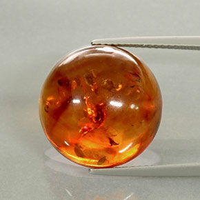 6.06 ct Orange Amber Stone, Natural Amber in Round Cabochon Shape for Sale