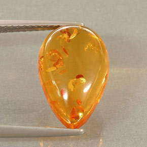 2.41 ct Orange Amber Stone, Natural Amber in Pear Cabochon Shape for Sale