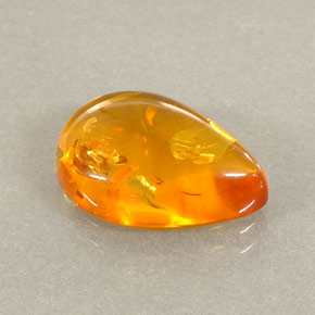 2.21 ct Orange Amber Gemstone, Amber Gem in Pear Cabochon Shape for Sale.