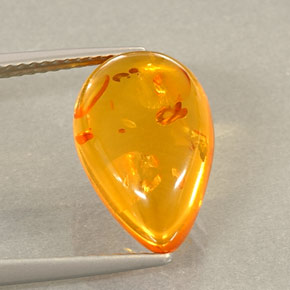 2.21 ct Orange Amber Stone, Natural Amber in Pear Cabochon Shape for Sale
