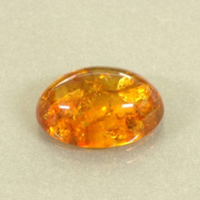 2.29 ct Orange Amber Stone, Natural Amber in Oval Cabochon Shape for Sale