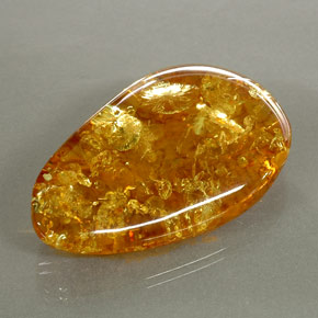30.46 ct Orange Amber Gemstone, Amber Gem in Fancy Cabochon Shape for Sale.