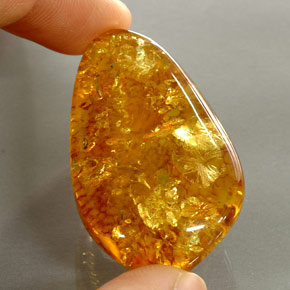 Amber Gemstone in 41.5 x 24.5 mm Size for Sale, Amber Stone in Yellow Orange Color