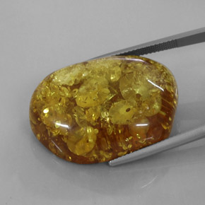 Amber Gemstone in 34.3 x 22 mm Size for Sale, Amber Stone in Yellow Orange Color