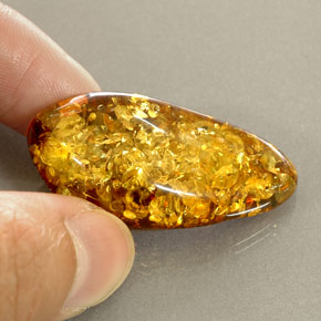 Amber Gemstone in 37.5 x 17.3 mm Size for Sale, Amber Stone in Yellow Orange Color