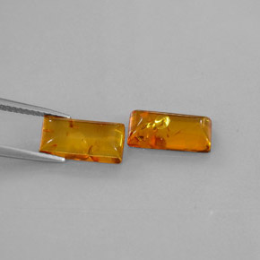 1.95 ct Orange Amber Stone, Natural Amber in Baguette Cabochon Shape for Sale