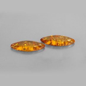 1.32 ct Orange Amber Gemstone, Amber Gem in Marquise Cabochon Shape for Sale.