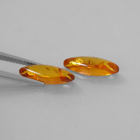 1.57 ct Orange Amber Stone, Natural Amber in Marquise Cabochon Shape for Sale