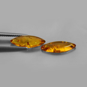 1.42 ct Orange Amber Stone, Natural Amber in Marquise Cabochon Shape for Sale