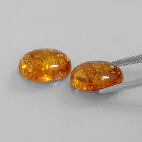Amber Gemstone in 14 x 10 mm (calibrated) Size for Sale, Amber Stone in Yellow Orange Color