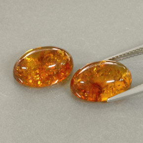 Amber Gemstone in 14 x 10 mm (calibrated) Size for Sale, Amber Stone in Yellow Orange Color