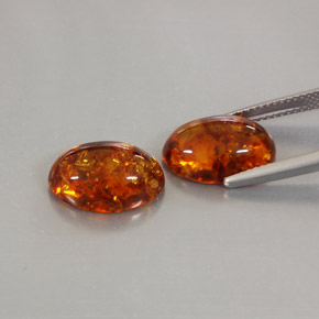 Amber Gemstone in 14 x 10 mm (calibrated) Size for Sale, Amber Stone in Yellow Orange Color
