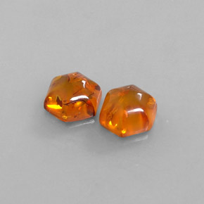 2.07 ct Orange Amber Gemstone, Amber Gem in Hexagon Cabochon Shape for Sale.