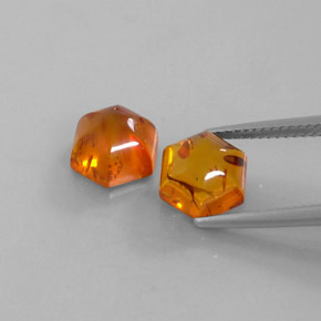 2.07 ct Orange Amber Stone, Natural Amber in Hexagon Cabochon Shape for Sale
