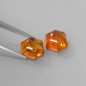 Amber Gemstone in 8.9 x 8 mm Size for Sale, Amber Stone in Yellow Orange Color