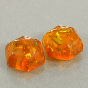 2.07 ct Orange Amber Gemstone, Amber Gem in Hexagon Cabochon Shape for Sale.