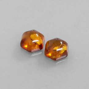 2.13 ct Orange Amber Gemstone, Amber Gem in Hexagon Cabochon Shape for Sale.