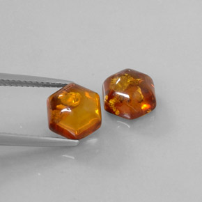 2.13 ct Orange Amber Stone, Natural Amber in Hexagon Cabochon Shape for Sale