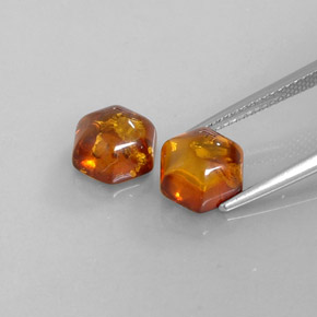 Amber Gemstone in 8.9 x 8 mm Size for Sale, Amber Stone in Yellow Orange Color