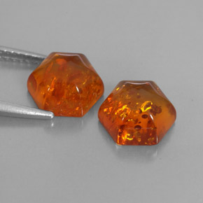 Amber Gemstone in 9.1 x 8 mm Size for Sale, Amber Stone in Yellow Orange Color
