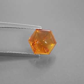 0.83 ct Orange Amber Gemstone, Amber Gem in Hexagon Cabochon Shape for Sale.