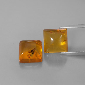 2.53 ct Orange Amber Stone, Natural Amber in Square Cabochon Shape for Sale
