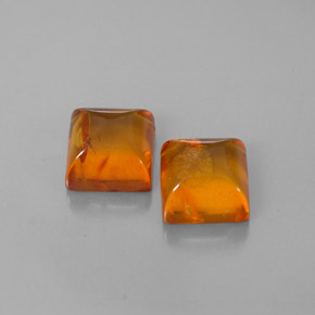 2.56 ct Orange Amber Gemstone, Amber Gem in Square Cabochon Shape for Sale.