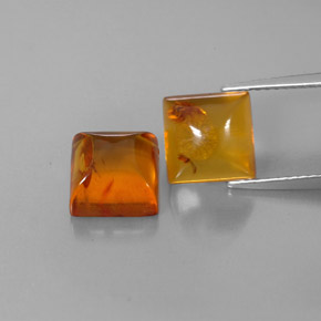 2.56 ct Orange Amber Stone, Natural Amber in Square Cabochon Shape for Sale