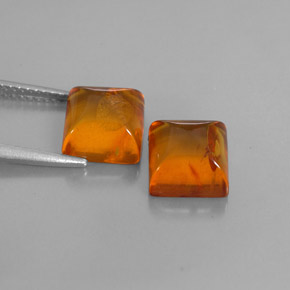 Amber Gemstone in 8 x 8 mm (calibrated) Size for Sale, Amber Stone in Yellow Orange Color