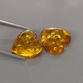 11.23 ct Orange Amber Stone, Natural Amber in Heart Cabochon Shape for Sale
