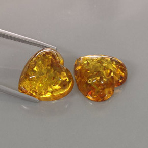 11.18 ct Orange Amber Stone, Natural Amber in Heart Cabochon Shape for Sale