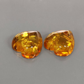 10.97 ct Orange Amber Gemstone, Amber Gem in Heart Cabochon Shape for Sale.