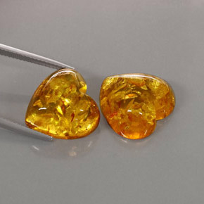 11.09 ct Orange Amber Stone, Natural Amber in Heart Cabochon Shape for Sale