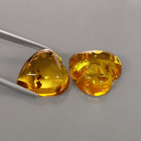 11.37 ct Orange Amber Stone, Natural Amber in Heart Cabochon Shape for Sale