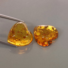 11.33 ct Orange Amber Stone, Natural Amber in Heart Cabochon Shape for Sale