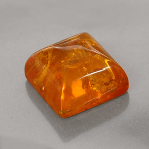 1.21 ct Orange Amber Gemstone, Amber Gem in Square Cabochon Shape for Sale.