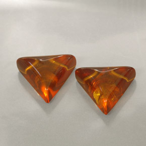 1.31 ct Orange Amber Stone, Natural Amber in Trillion Cabochon Shape for Sale