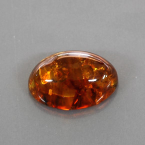 2.13 ct Orange Amber Gemstone, Amber Gem in Oval Cabochon Shape for Sale.