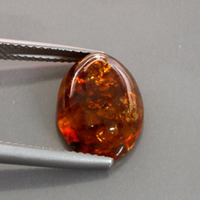 2.13 ct Orange Amber Stone, Natural Amber in Oval Cabochon Shape for Sale