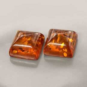 2.32 ct Orange Amber Gemstone, Amber Gem in Square Cabochon Shape for Sale.