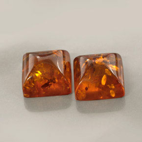 2.32 ct Orange Amber Stone, Natural Amber in Square Cabochon Shape for Sale