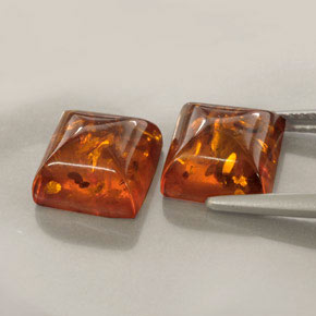 Amber Gemstone in 8 x 8 mm (calibrated) Size for Sale, Amber Stone in Yellow Orange Color