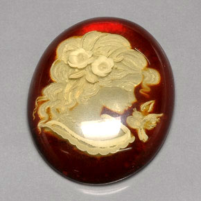 31.01 ct Orange Amber Stone, Natural Amber in Carved Cameo Shape for Sale