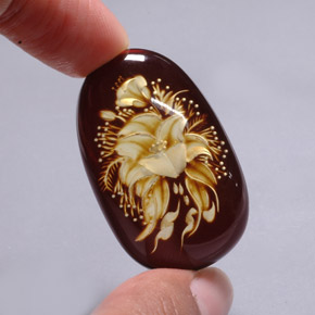 Amber Gemstone in 36.9 x 23 mm Size for Sale, Amber Stone in Brown Color