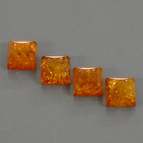 5.12 ct Orange Amber Stone, Natural Amber in Square Cabochon Shape for Sale