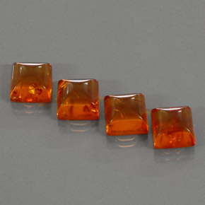 5.08 ct Orange Amber Stone, Natural Amber in Square Cabochon Shape for Sale