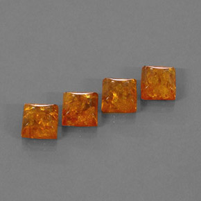 5.09 ct Orange Amber Gemstone, Amber Gem in Square Cabochon Shape for Sale.